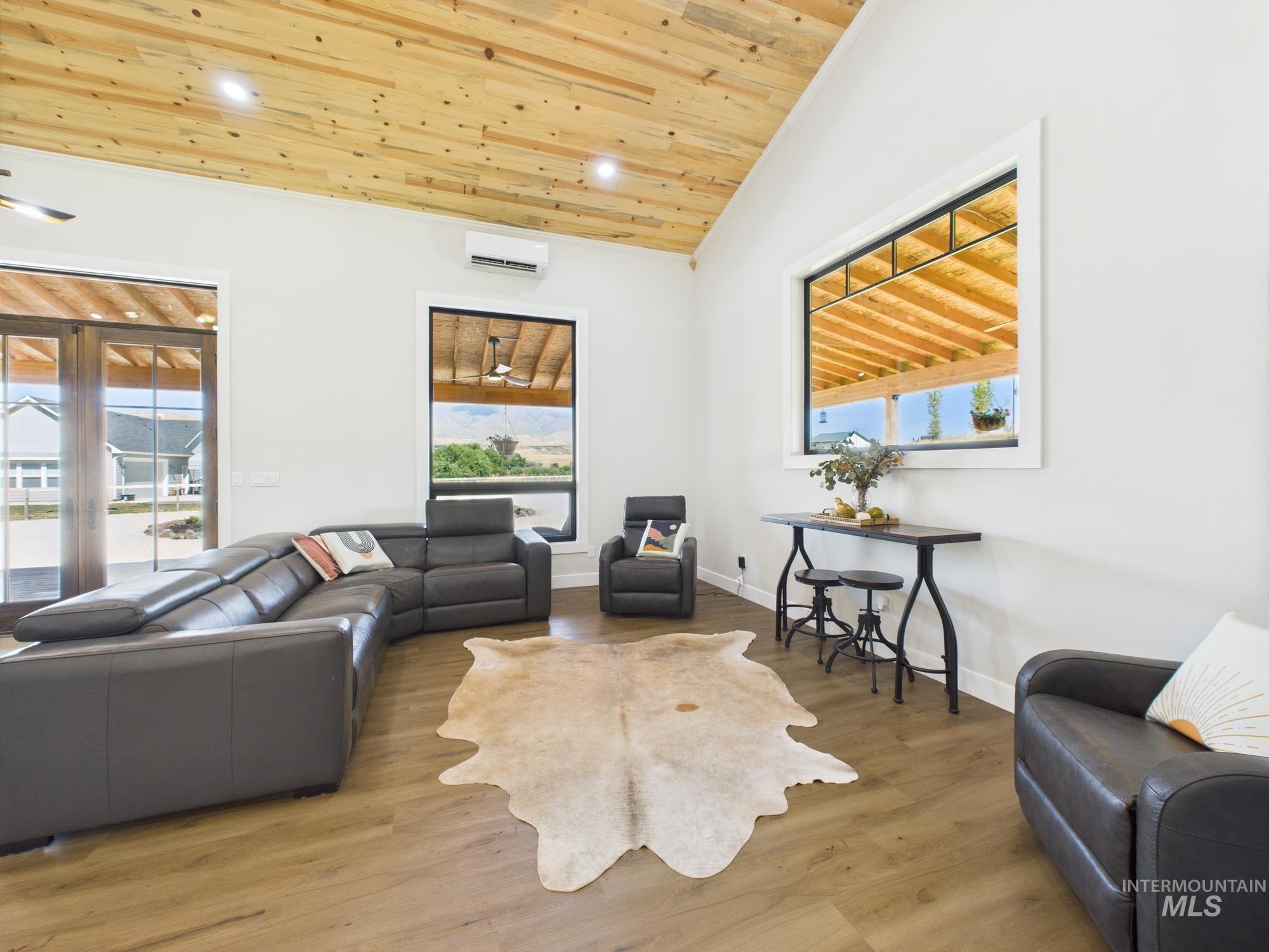 6501 Sweet Ola Highway Sweet, ID 83670 - Photo 14 of 43 Living area featuring wooden ceiling, vaulted ceiling, recessed lighting, and wood finished floors