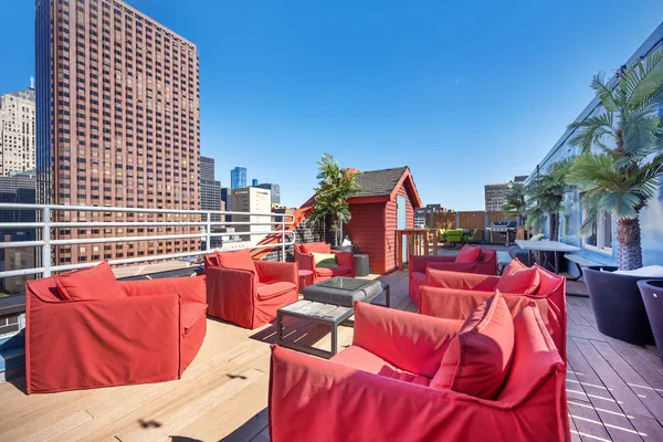a outdoor space with furniture