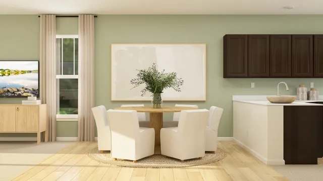 a view of table and chair in room