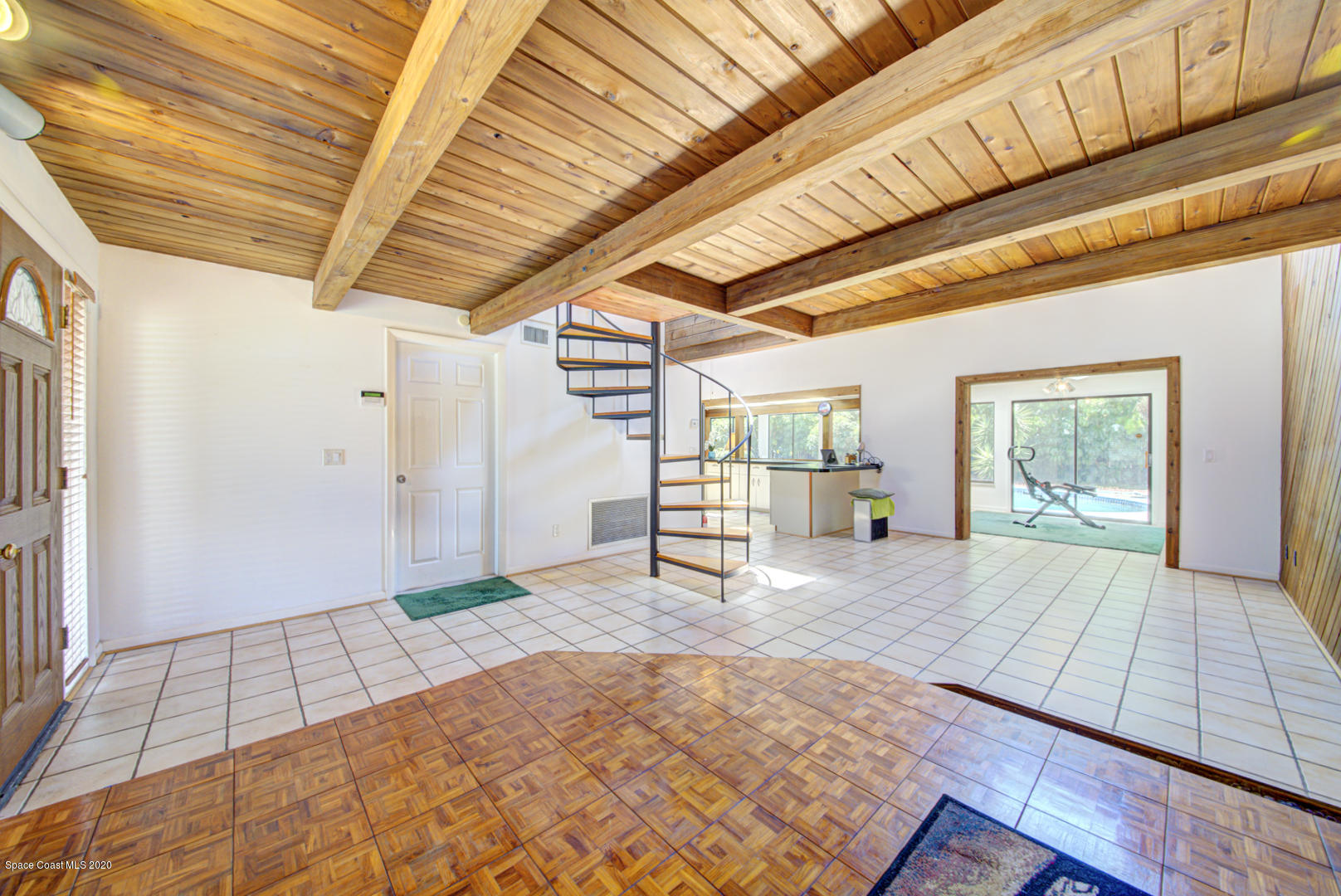 182 Sand Pine Road Indialantic, FL 32903 - Photo 7 of 56 Living Room with Wood Ceiling