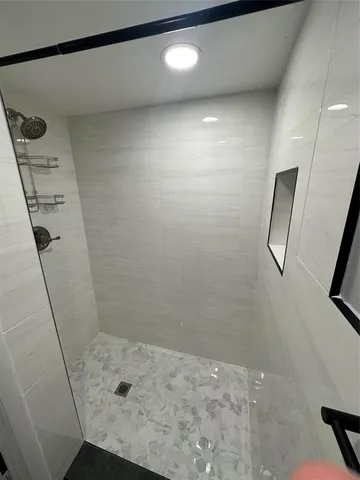 a bathroom with a shower