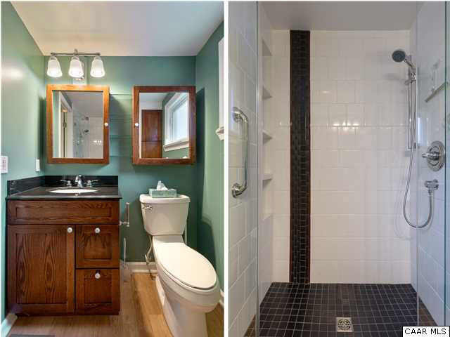 1144 Meriwether Street Charlottesville, VA 22902 - Photo 9 of 18 a bathroom with a toilet a sink a shower and mirror
