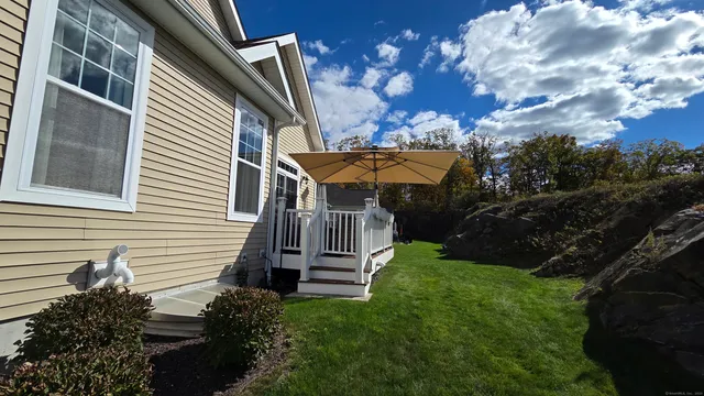 a view of a balcony with an outdoor space