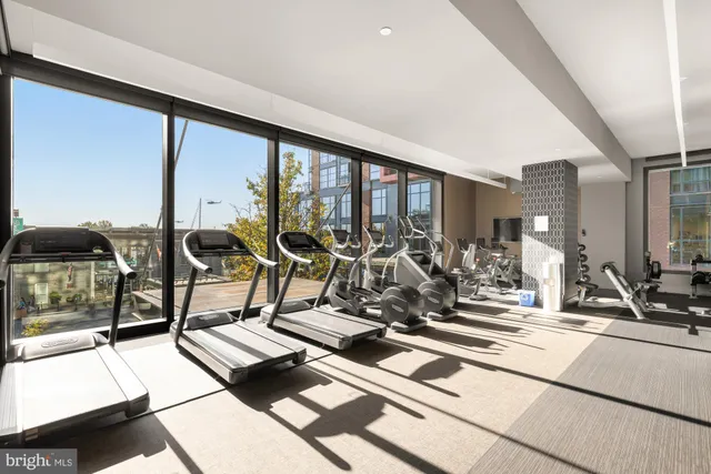 a view of a room with gym equipment