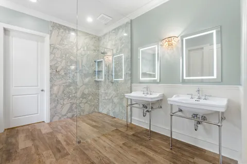 a bathroom with a shower