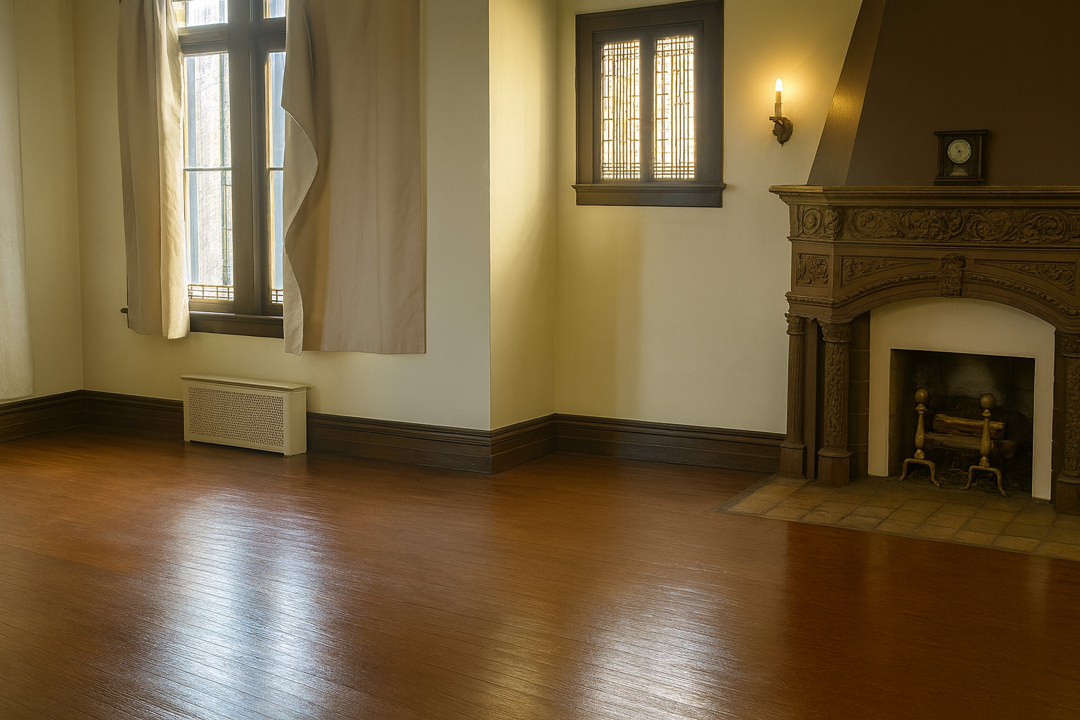 46 North Central Avenue Chicago, IL 60644 - Photo 4 of 24 an empty room with wooden floor fireplace and windows