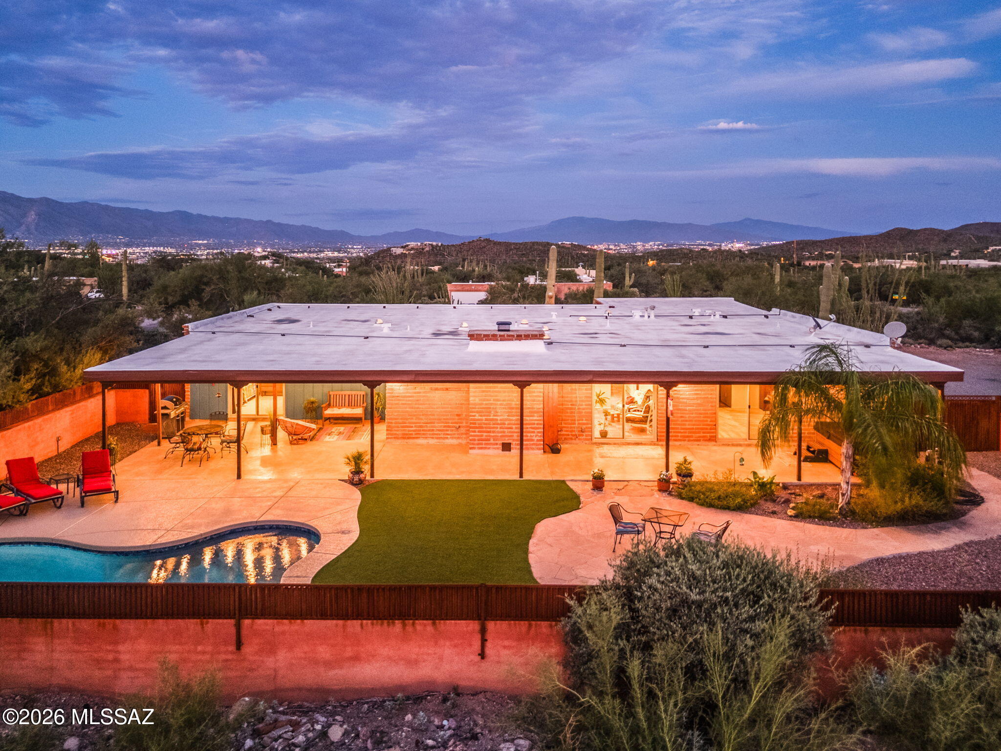 4832 West Trails End Road Tucson, AZ 85745 - Photo 45 of 49 46-web-or-mls-Aerial-Twilight-Trails End