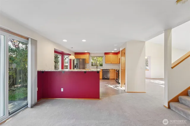 a view of a room that has a window