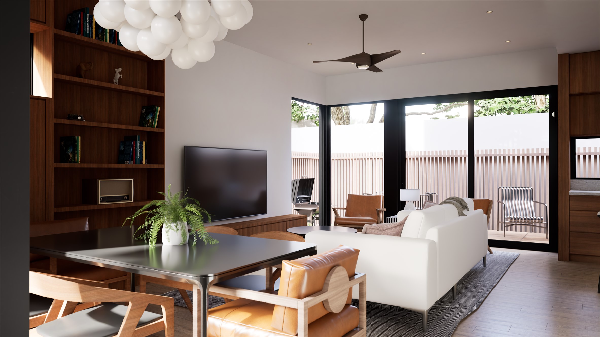 1914 South 3rd Street Austin, TX 78704 - Photo 4 of 11 a living room with furniture a chandelier and a flat screen tv