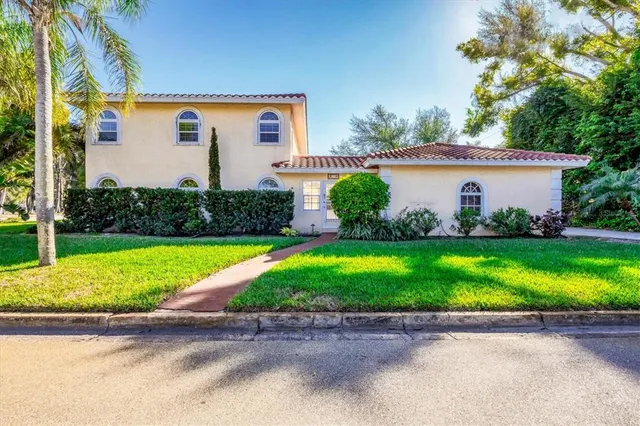 a view of a swimming pool with a patio