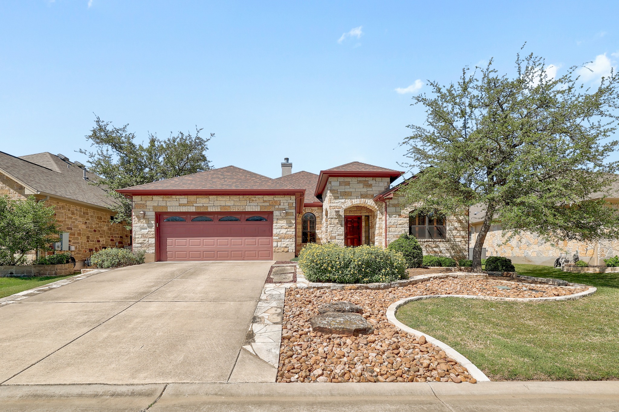 5105 Big Bend Trail Georgetown, TX 78633 - Photo 1 of 1 The classic stone siding and beautifully landscaped front yard of this Heritage Oaks ranch home offer a warm invitation to a relaxed pace of life