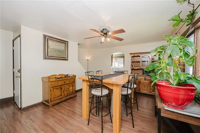 a view of a livingroom with furniture and a potted plant