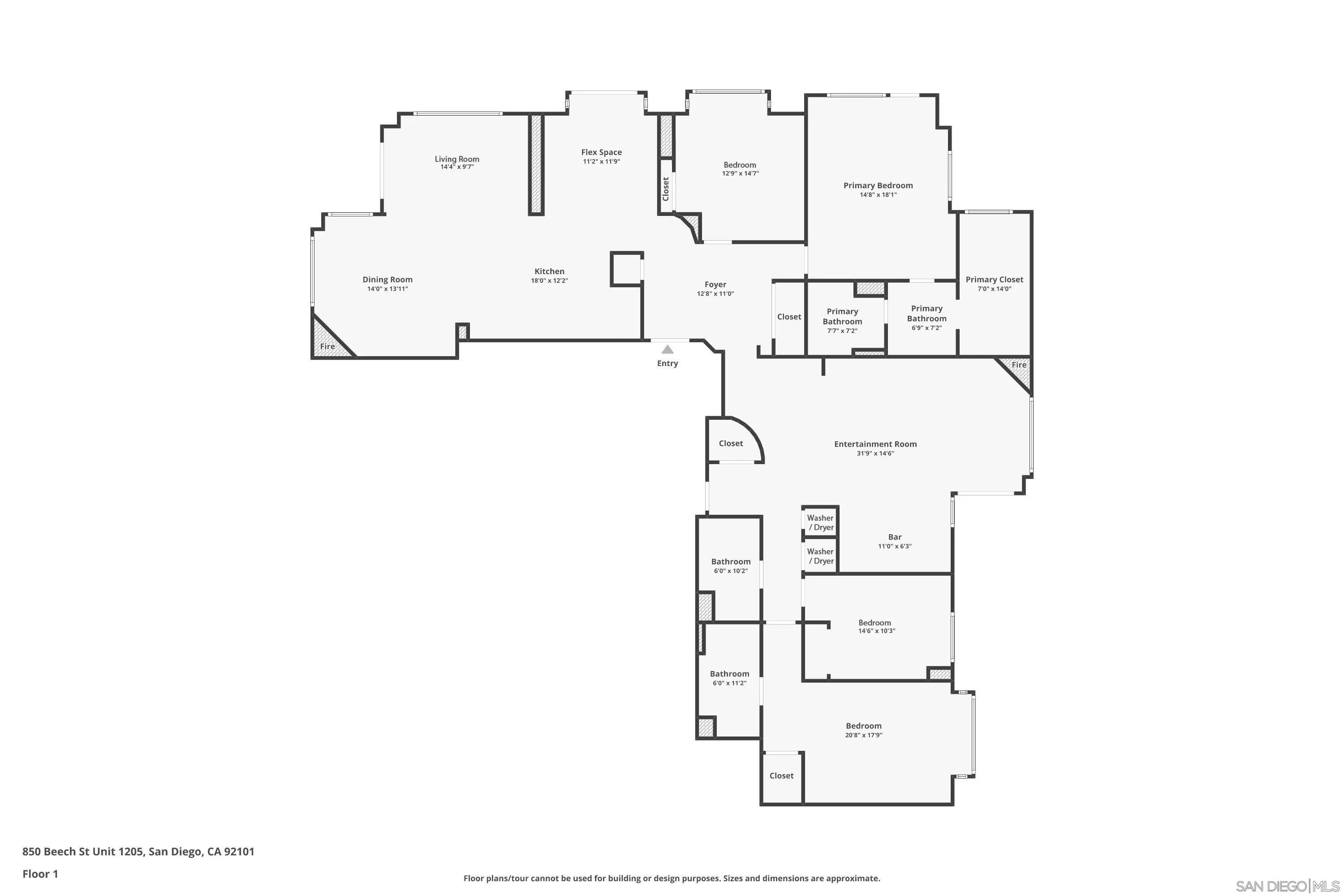 850 Beech Street, Unit 1205 San Diego, CA 92101 - Photo 55 of 66 a picture of floor plan