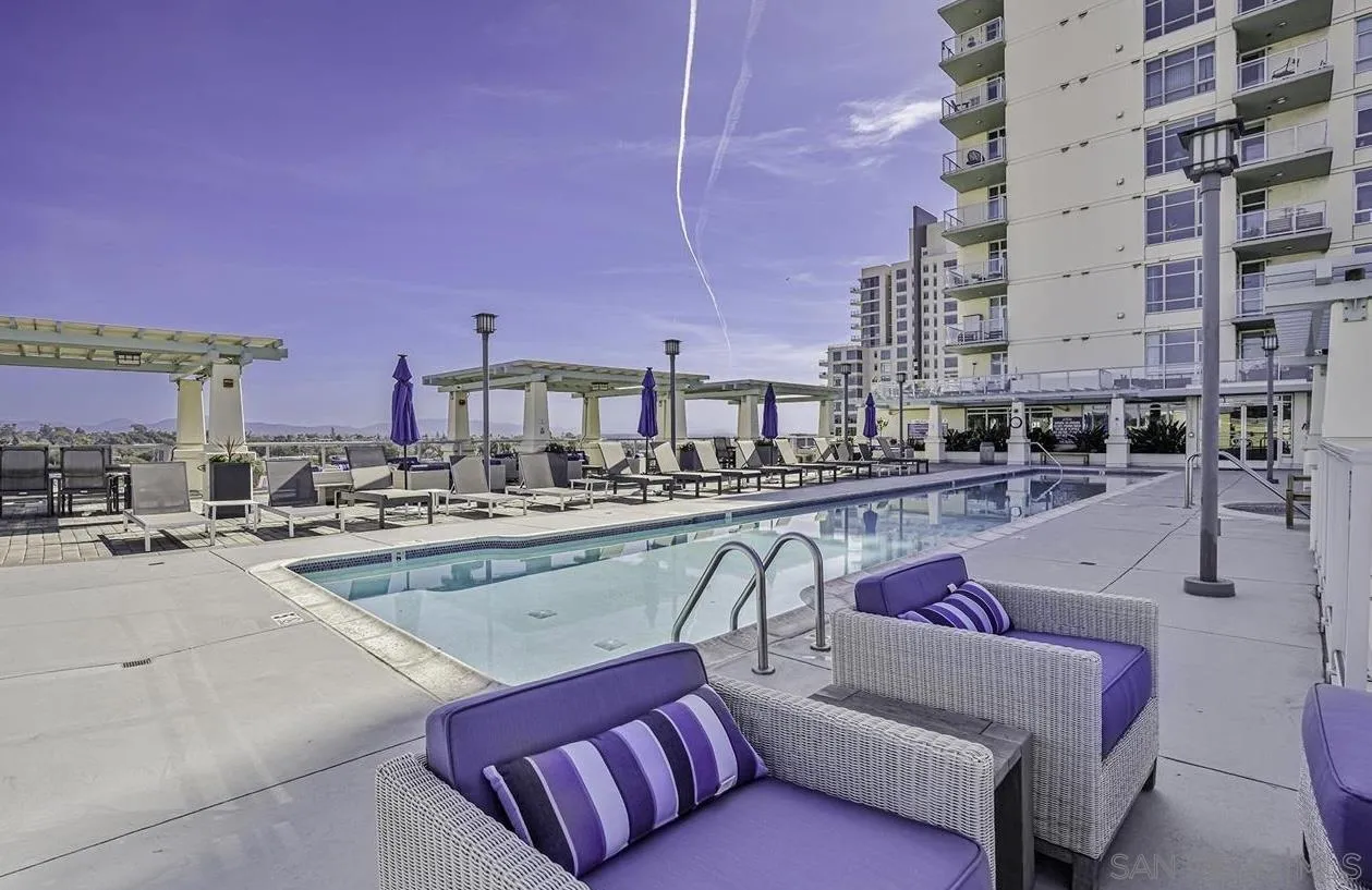850 Beech Street, Unit 1205 San Diego, CA 92101 - Photo 58 of 66 a outdoor patio with swimming pool and outdoor seating
