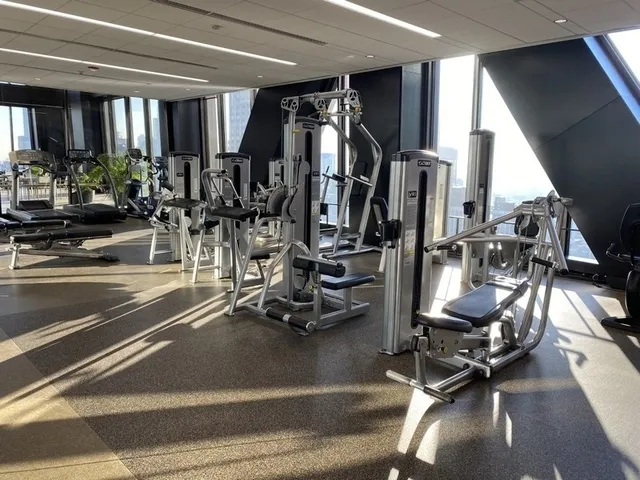 a view of a room with gym equipment