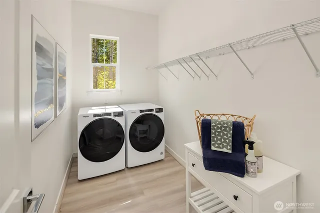 a room with a washer and dryer