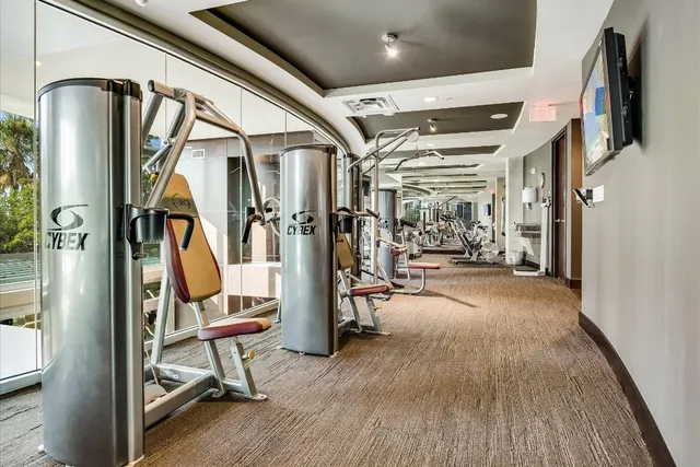 a view of a room with gym equipment