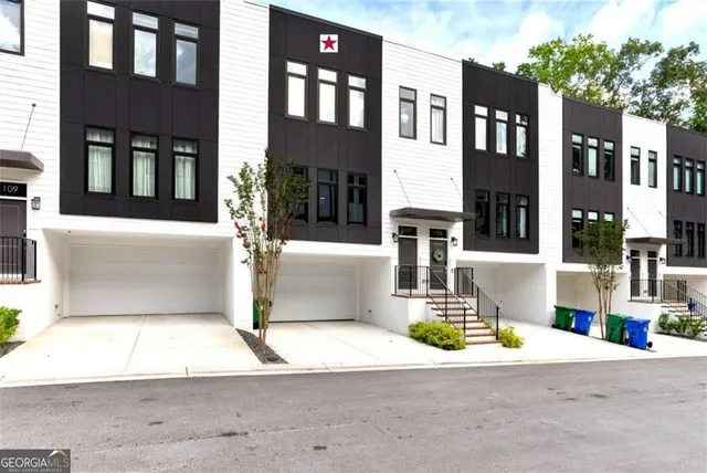 a front view of a building with street