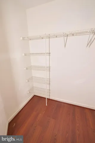 a view of a room with racks on the wall