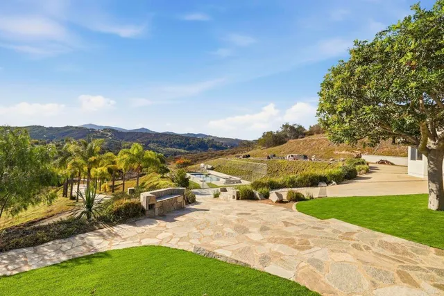 a view of a terrace with a garden