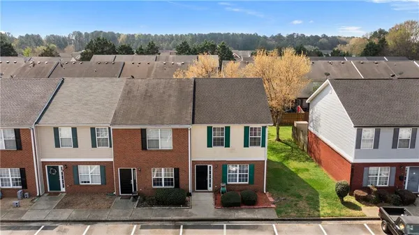 an aerial view of multiple houses