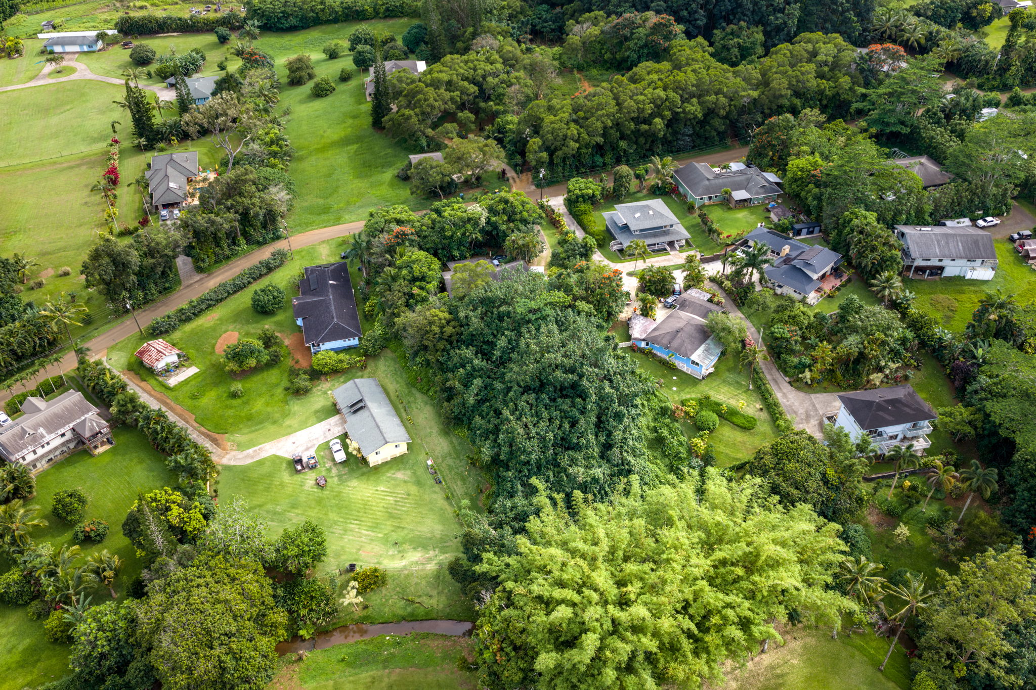 156 B Kalama Road Kapaa, HI 96746 - Photo 7 of 21 an aerial view of residential houses with outdoor space and trees all around