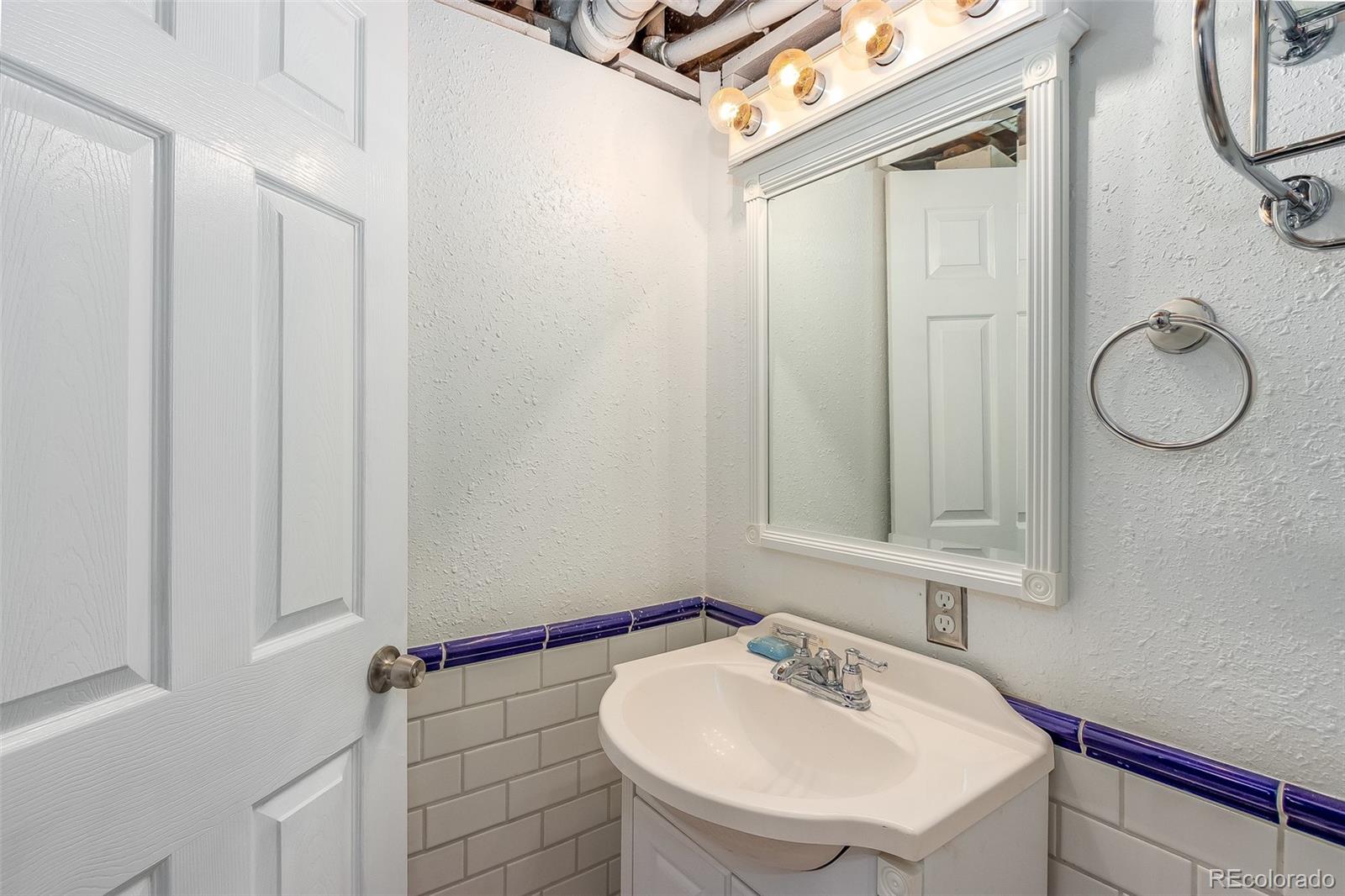 3217 South Stuart Street Denver, CO 80236 - Photo 26 of 30 a bathroom with a sink a mirror and a shower