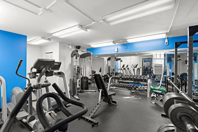 a view of a room with gym equipment