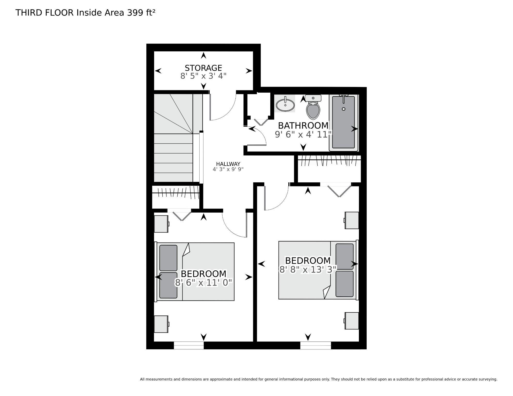 1107 Harvard Street Northwest, Unit R Washington, DC 20009 - Photo 19 of 20 Third Level Floor Plan