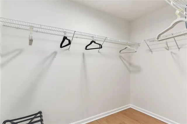 a view of a room with racks on the wall