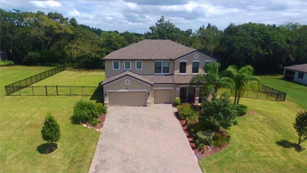 an aerial view of a house