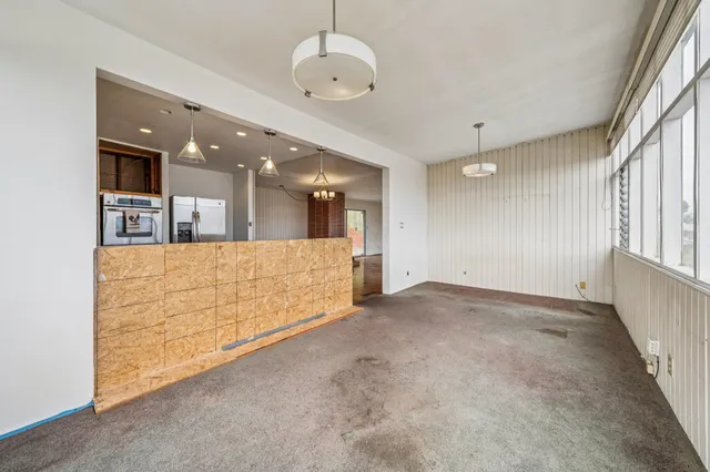 a view of a balcony from a window