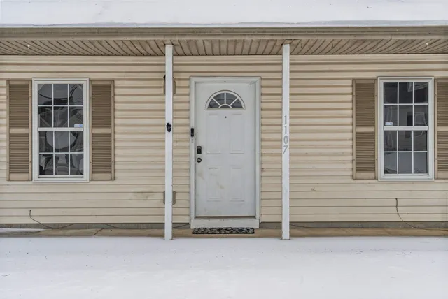 a front view of a house with a window