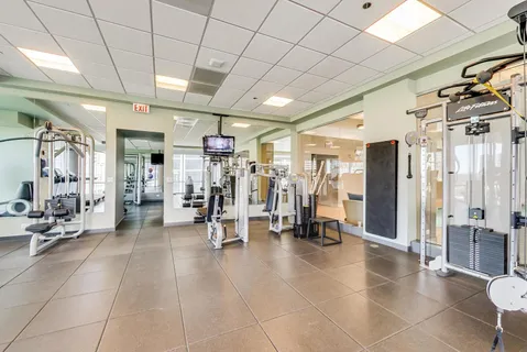 a view of a room with gym equipment