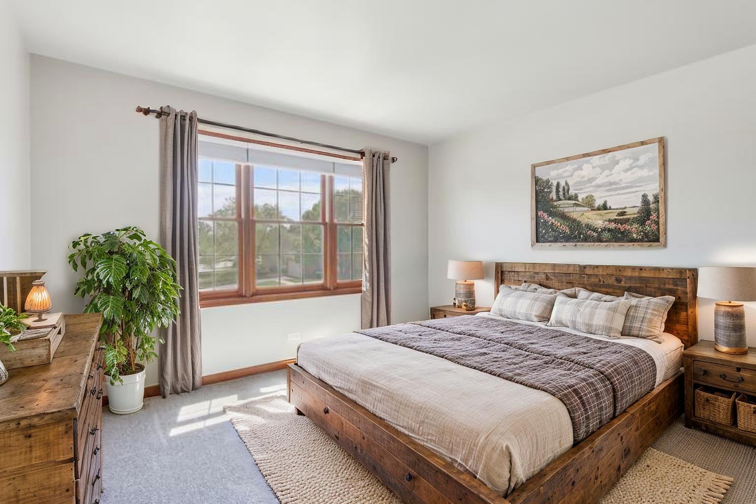 2835 Randall Ridge Court Elgin, IL 60124 - Photo 23 of 39 a bedroom with a large bed and a potted plant