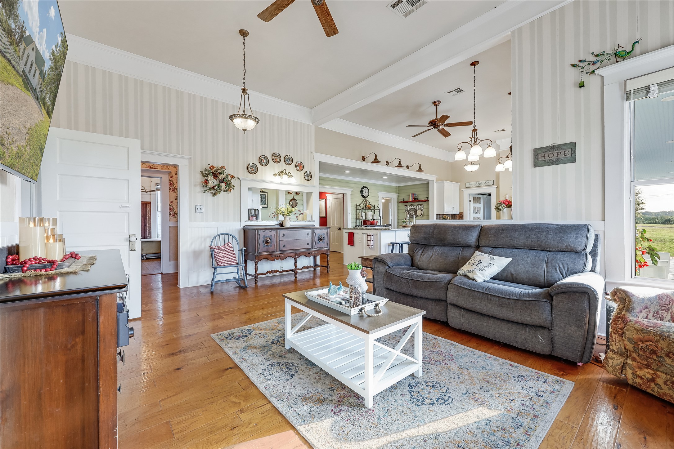 13471 Cedar Valley Road Salado, TX 76571 - Photo 5 of 39 a living room with furniture and kitchen view