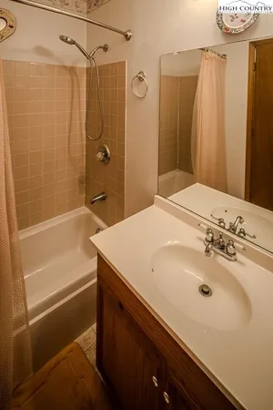 a bathroom with a sink and a shower