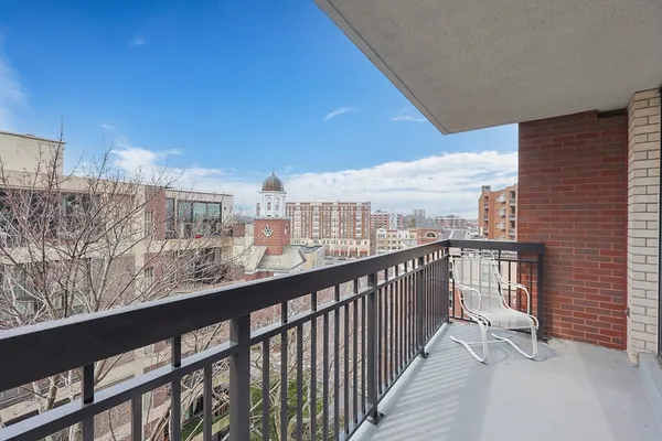 a view of city from a balcony