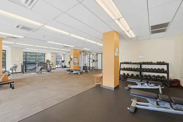a room with gym equipment