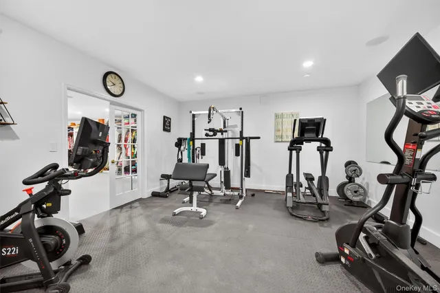 a view of a room with gym equipment