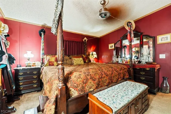 a bed room with a bed and a table