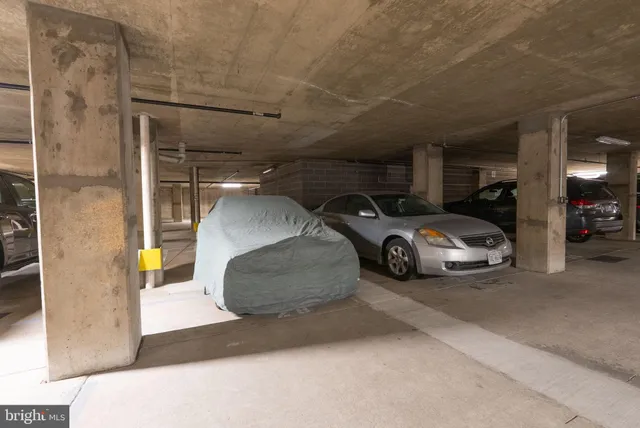 a car parked in a garage