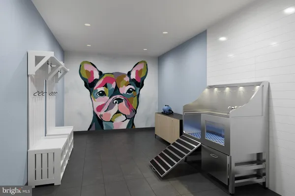 a view of room with furniture and stairs