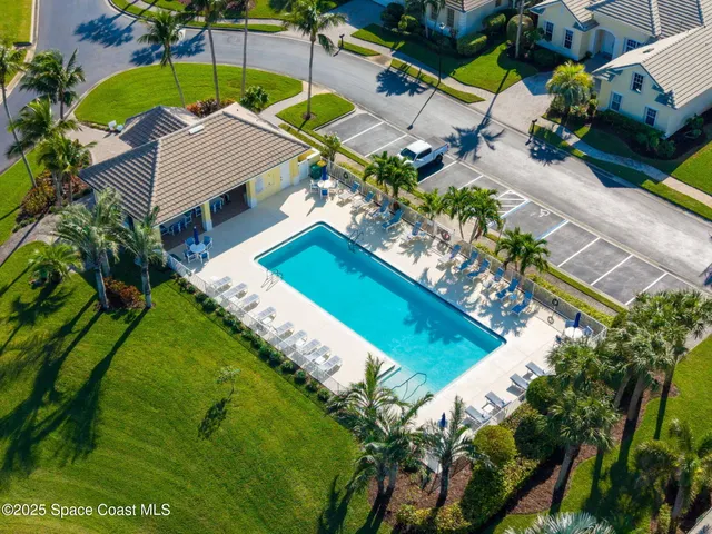 an aerial view of a house