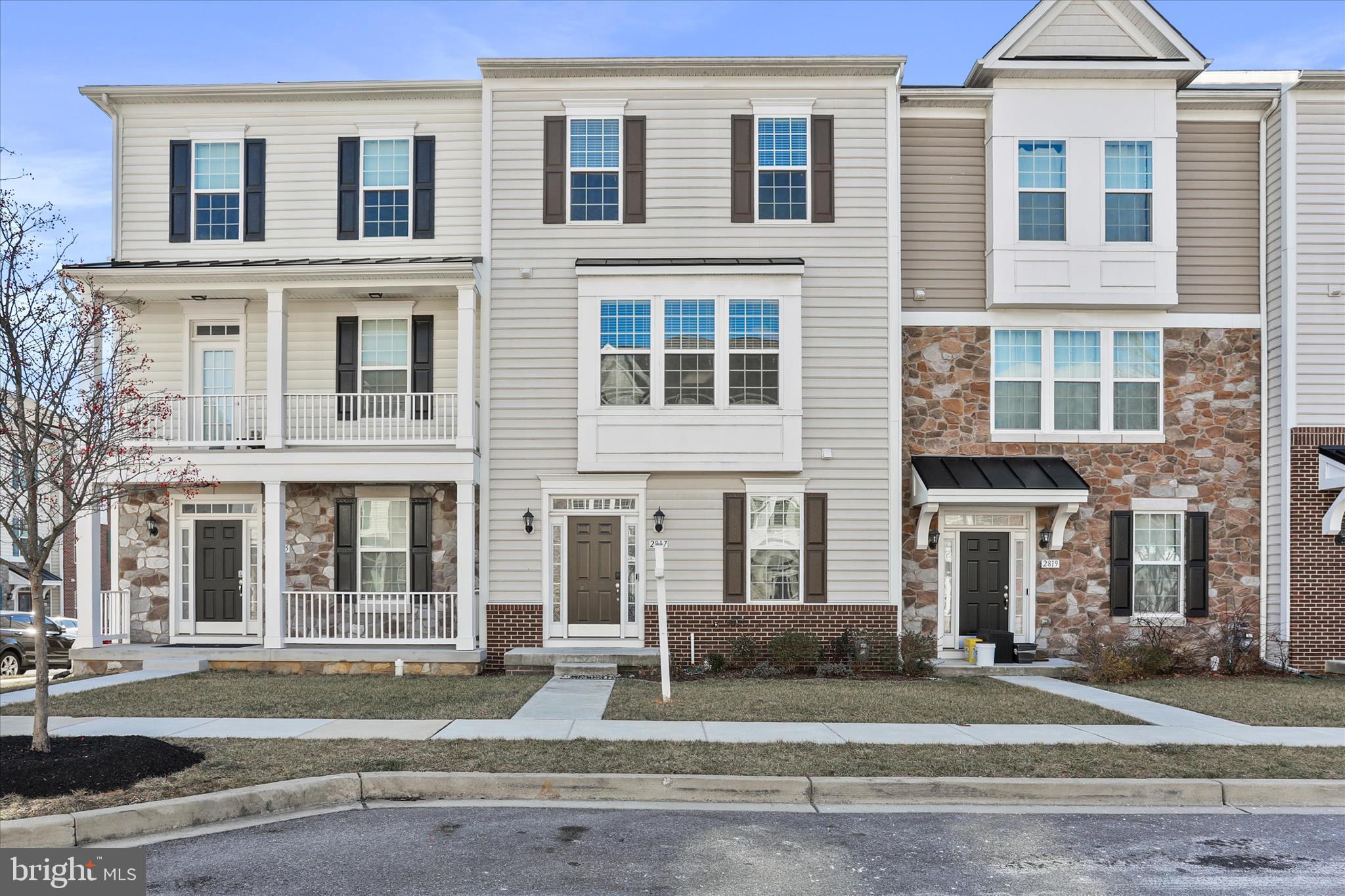 front view of a brick building
