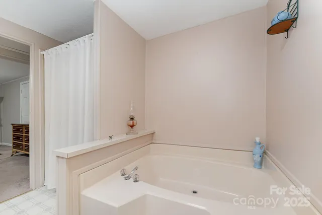 a bathroom with a bathtub