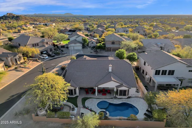 an aerial view of swimming pool