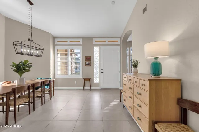 a dining room well furnished