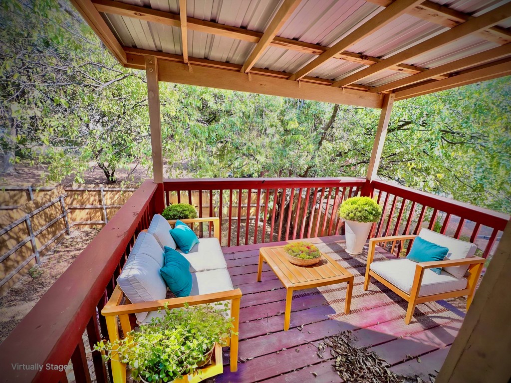 9703 Roxanna Drive, Unit D Austin, TX 78748 - Photo 8 of 24 Deck featuring an outdoor living space Staged