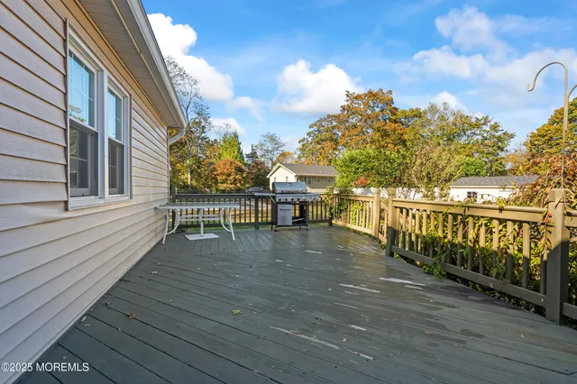 a view of a garden with a large tree